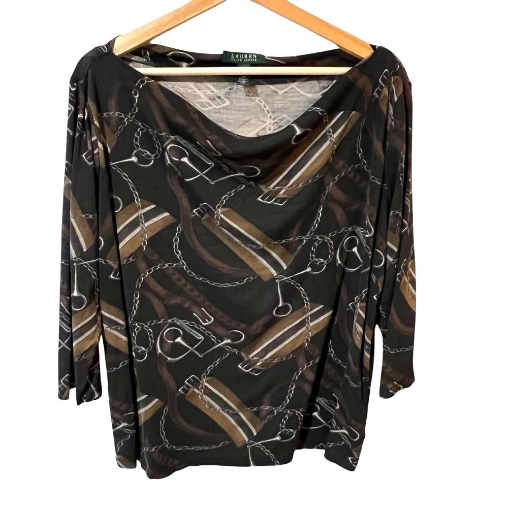 Lauren Ralph Lauren Womens Equestrian Bridle Top Sz 1X Country Old Money Preppy
